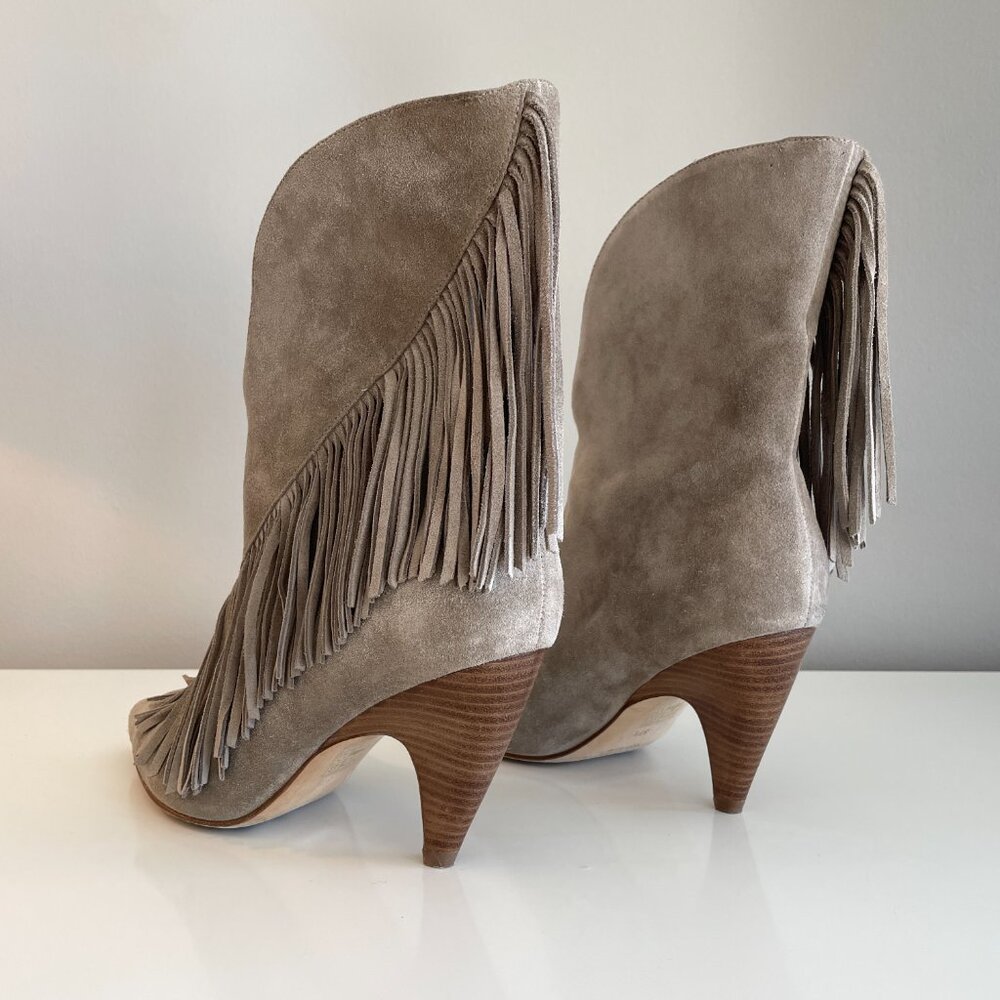 SIGERSON MORRISON Suede Fringe Western Boots | Taupe | Great Condition - Picture 4 of 7